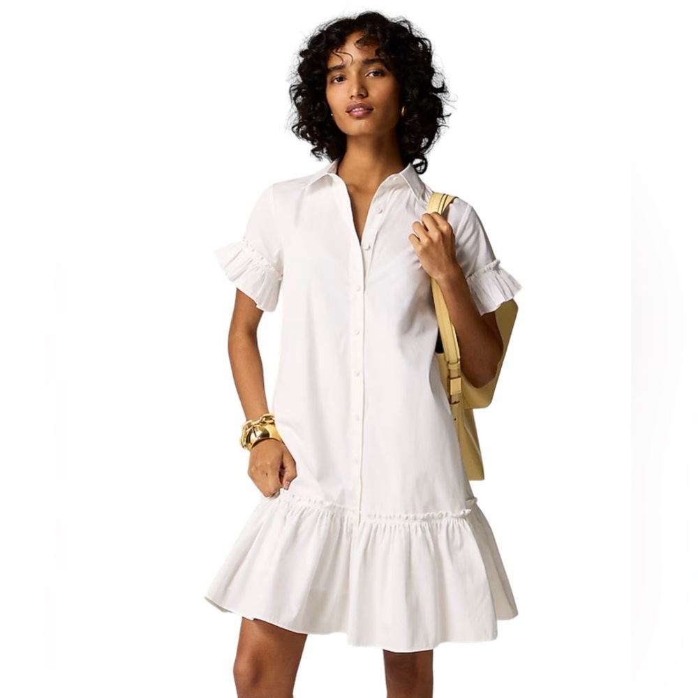 J. Crew Amelia Shirt Dress Cotton Poplin in White Size Large